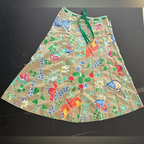 Vintage Herman Geist Midi Skirt Butterfly, Dragonfly & Floral Print 70’s Small-4 - Picture 3 of 16